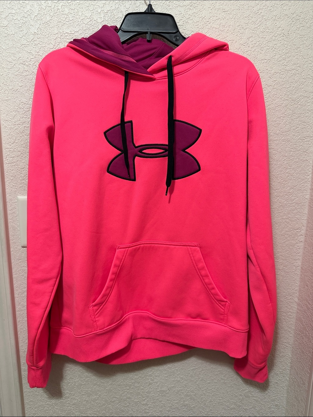 Under Armour Hot Pink & Dark Magenta Logo Pullover Hoodie